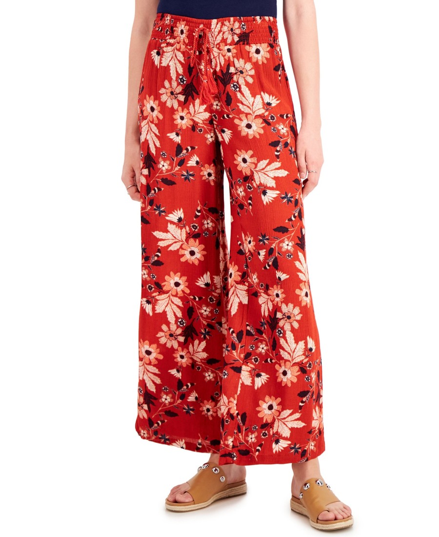 Women'S Style & Co | Printed Smocked-Waist Wide-Leg Pants Moroccan Spice