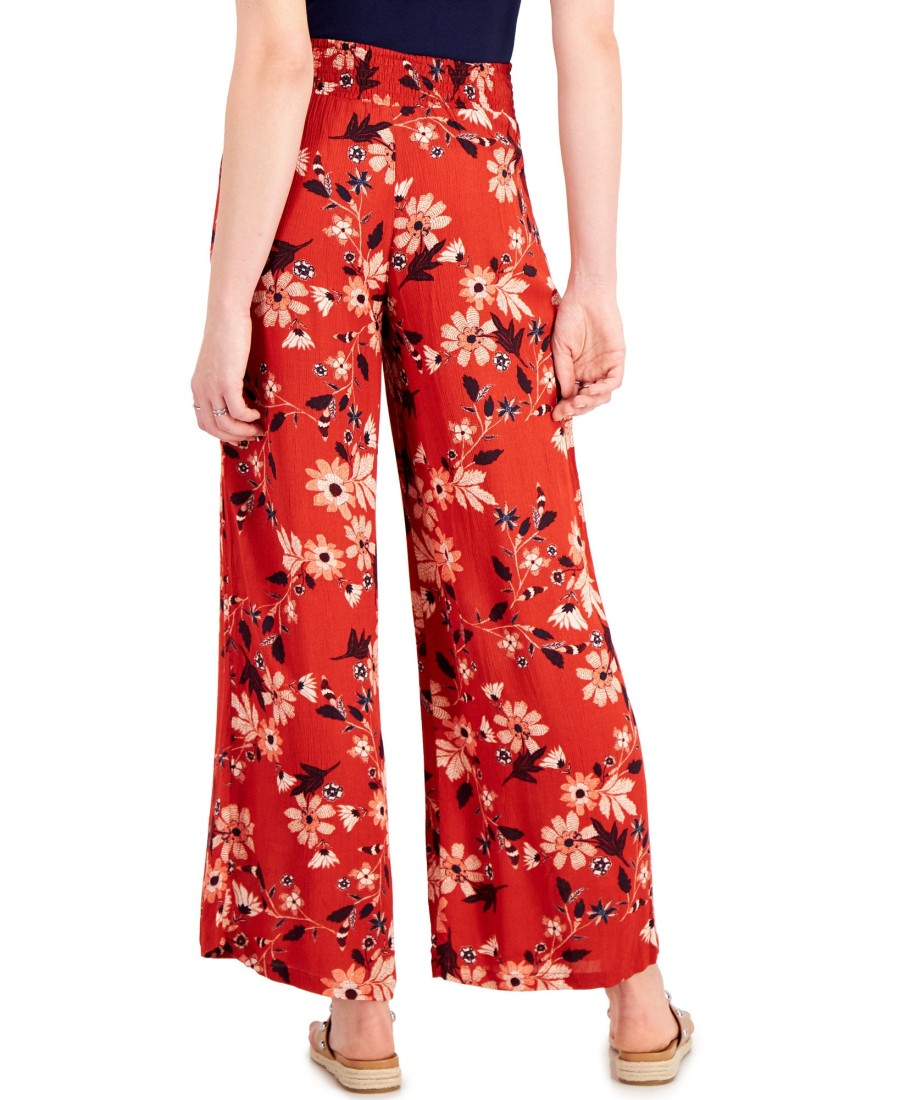 Women'S Style & Co | Printed Smocked-Waist Wide-Leg Pants Moroccan Spice