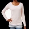 Women'S Charter Club | Patterned Lace-Hem Sweater