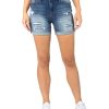 Juniors' Indigo Rein | Juniors' Destructed Denim Midi Shorts Med Blue