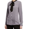 Women'S Anne Klein | Tie-Neck Tuxedo Blouse Grey