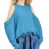 Women'S INC International Concepts | Cotton Cold-Shoulder Top Aqua Blue