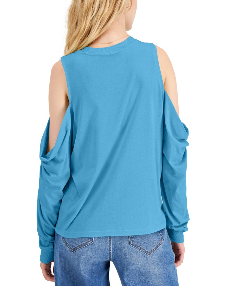 Women'S INC International Concepts | Cotton Cold-Shoulder Top Aqua Blue