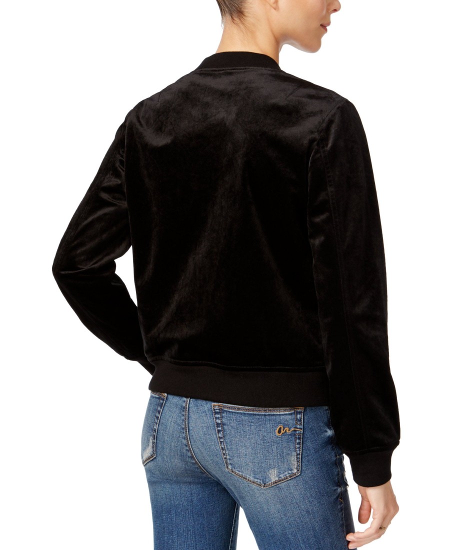 Women'S Sanctuary | Velvet Bomber Jacket Black