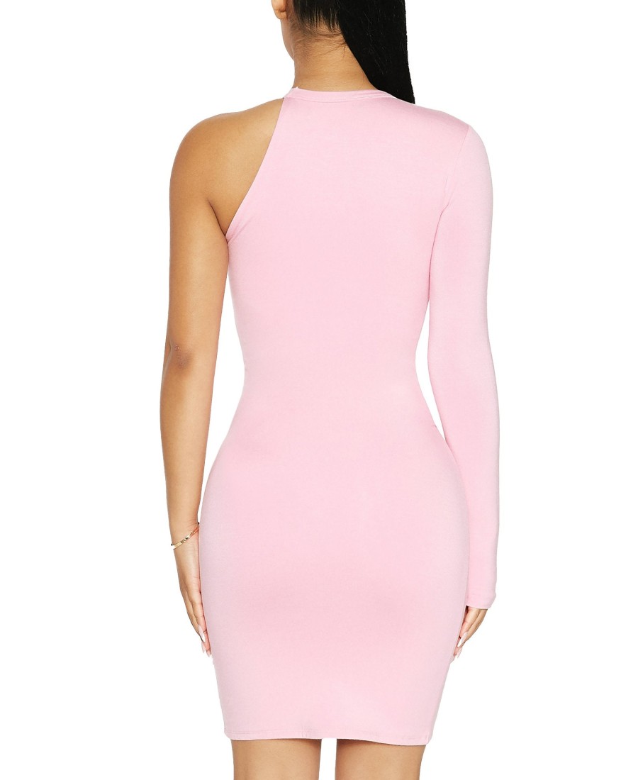 Women'S Naked Wardrobe | The Nw One-Sleeve Bodycon Dress Pink Frosting