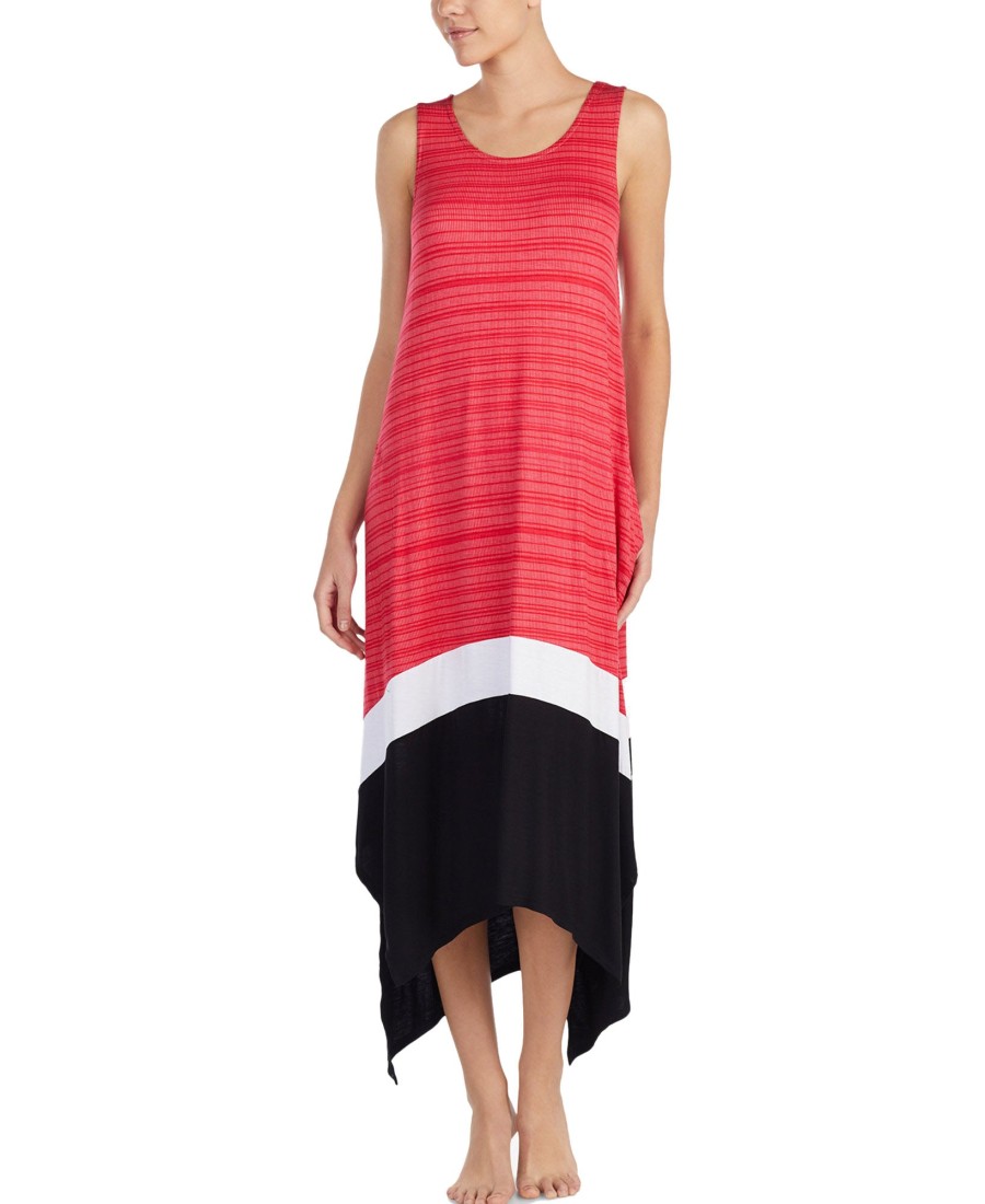 Women'S DKNY | Sleeveless Contrast-Panel Nightgown Pink Print