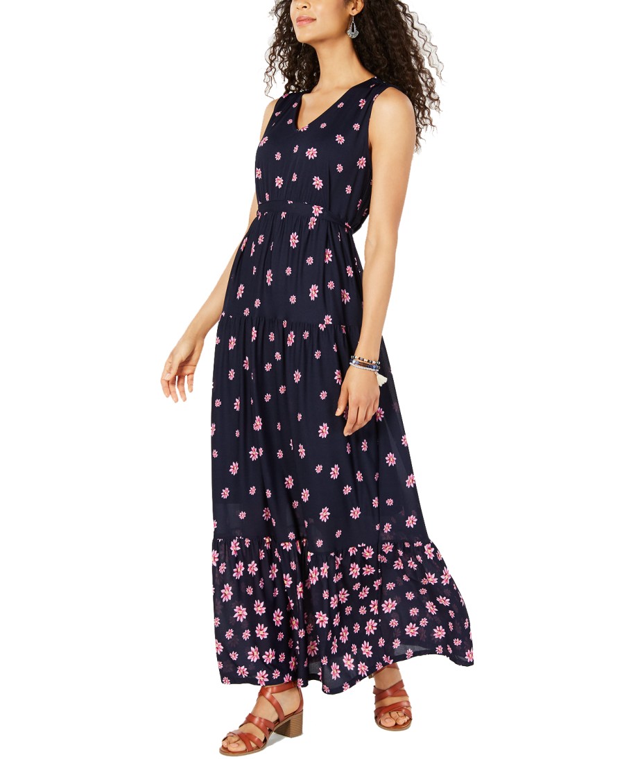 Women'S Style & Co | Floral-Print Tiered Maxi Dress Bali Bliss