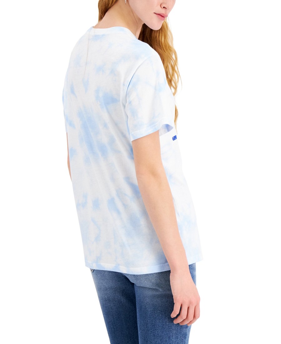 Juniors' Mad Engine | Juniors' Snoopy Beach Day Graphic-Print T-Shirt Blue/White Tie Dye