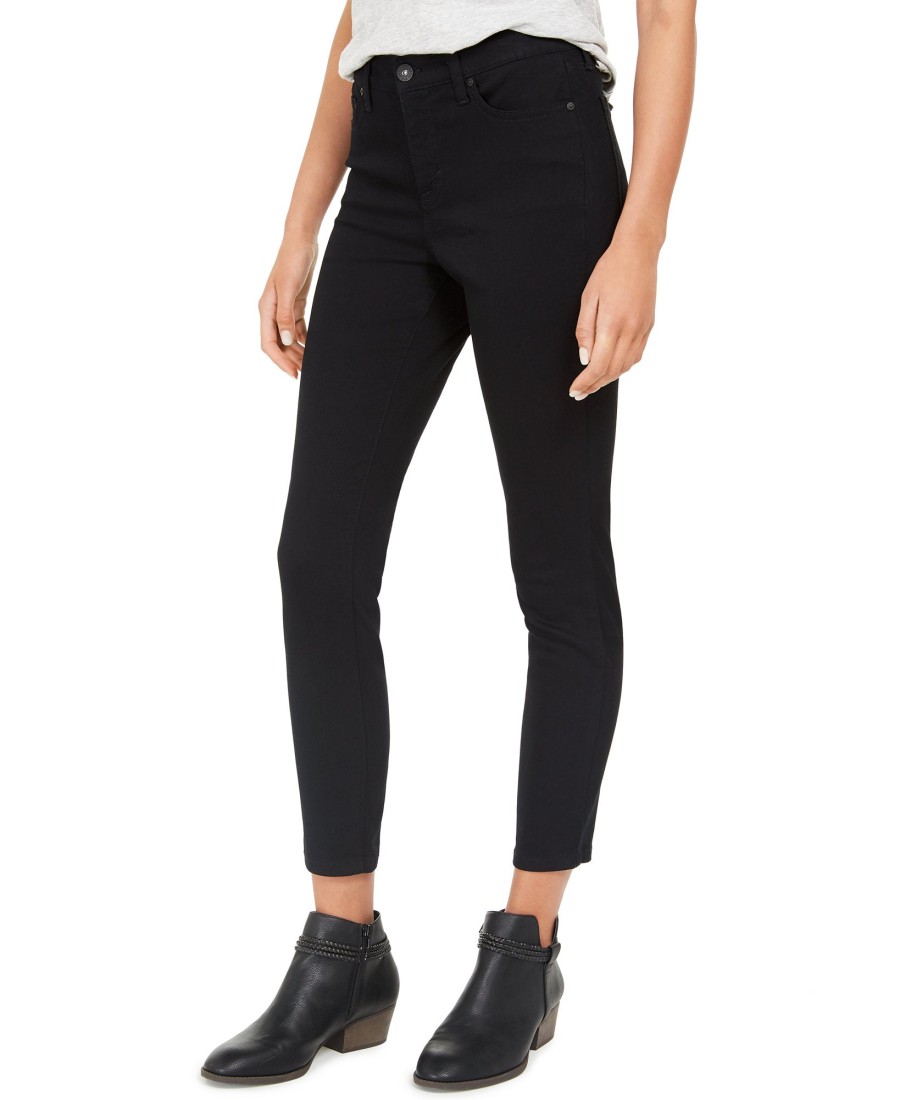 Women'S Style & Co | Uptown Raw-Hem Skinny Jeans Deep Black