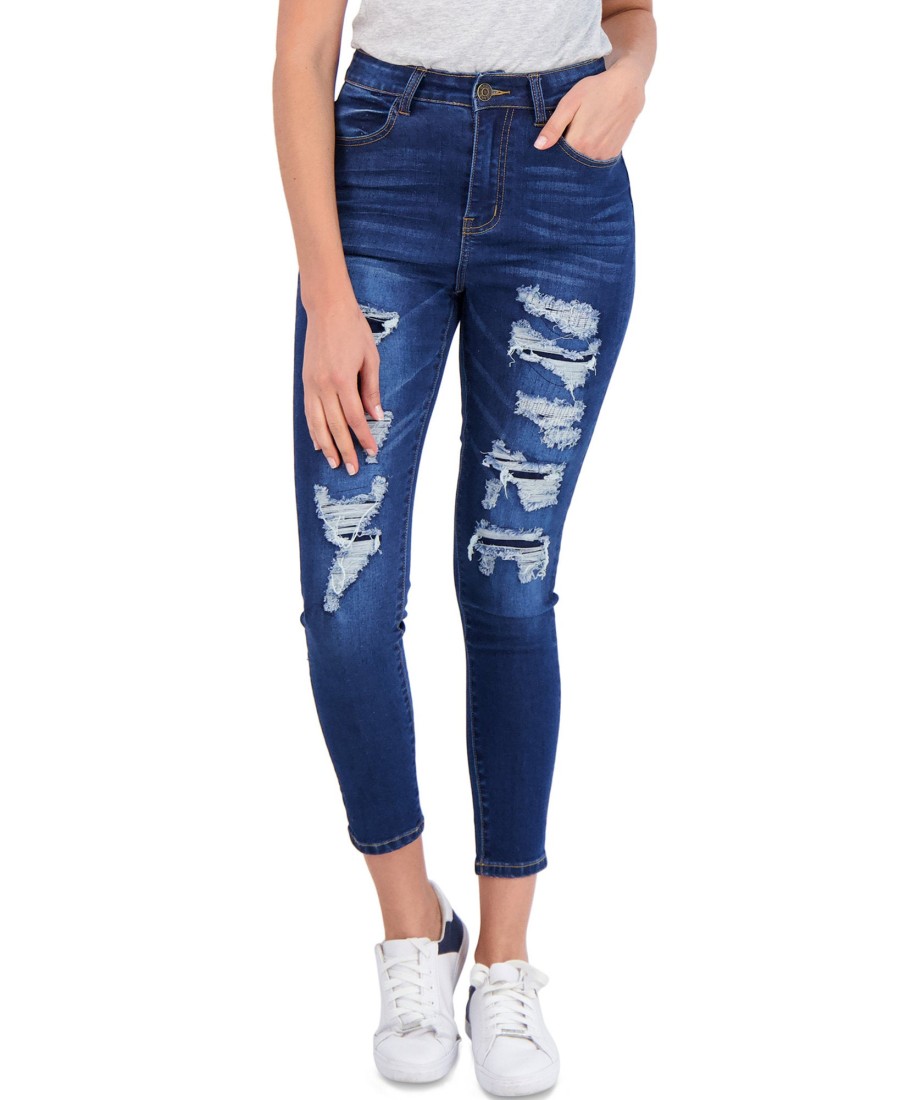 Juniors' Gogo Jeans | Juniors' Rip & Repair Skinny Jeans Dark