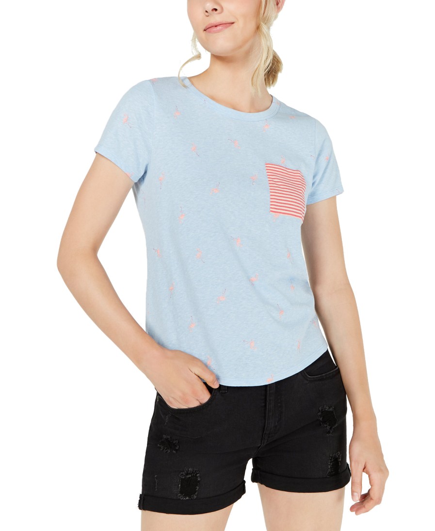 Juniors' Self Esteem | Juniors' Allover Print T-Shirt Heather Blue