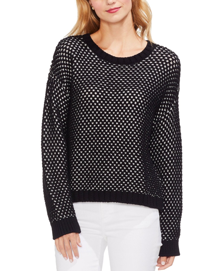 Women'S Vince Camuto | Textured-Stitch Sweater Black