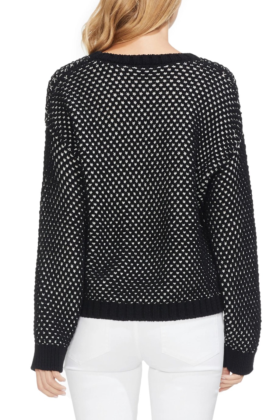 Women'S Vince Camuto | Textured-Stitch Sweater Black