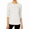 Women'S Karen Scott | Curved-Hem Sweater Winter White Neps