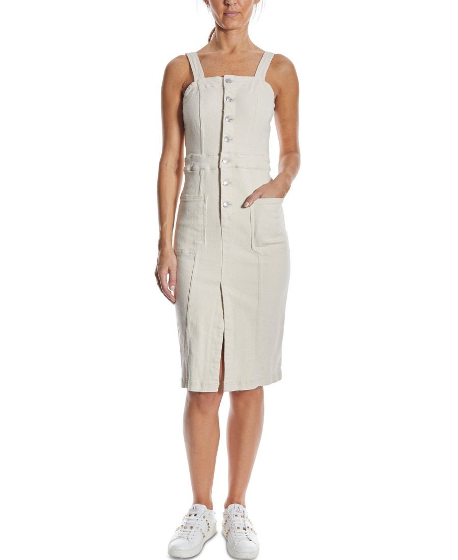 Women'S OAT | Button-Front Midi Dress Natural