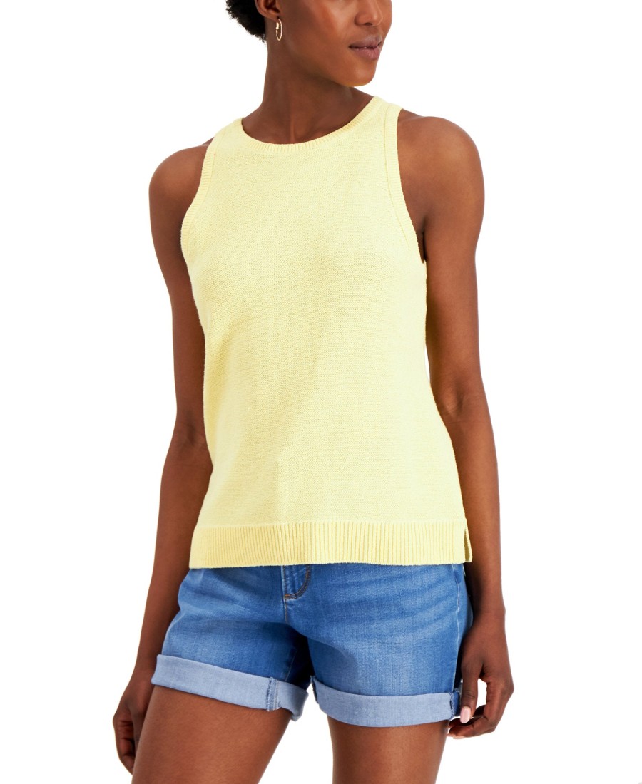 Women'S Charter Club | Sleeveless Sweater Citron Aura