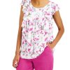 Women'S Charter Club | Sleeveless Printed Top Bright White Combo