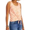 Women'S Style & Co | Petite Printed Henley Top Soft Coral