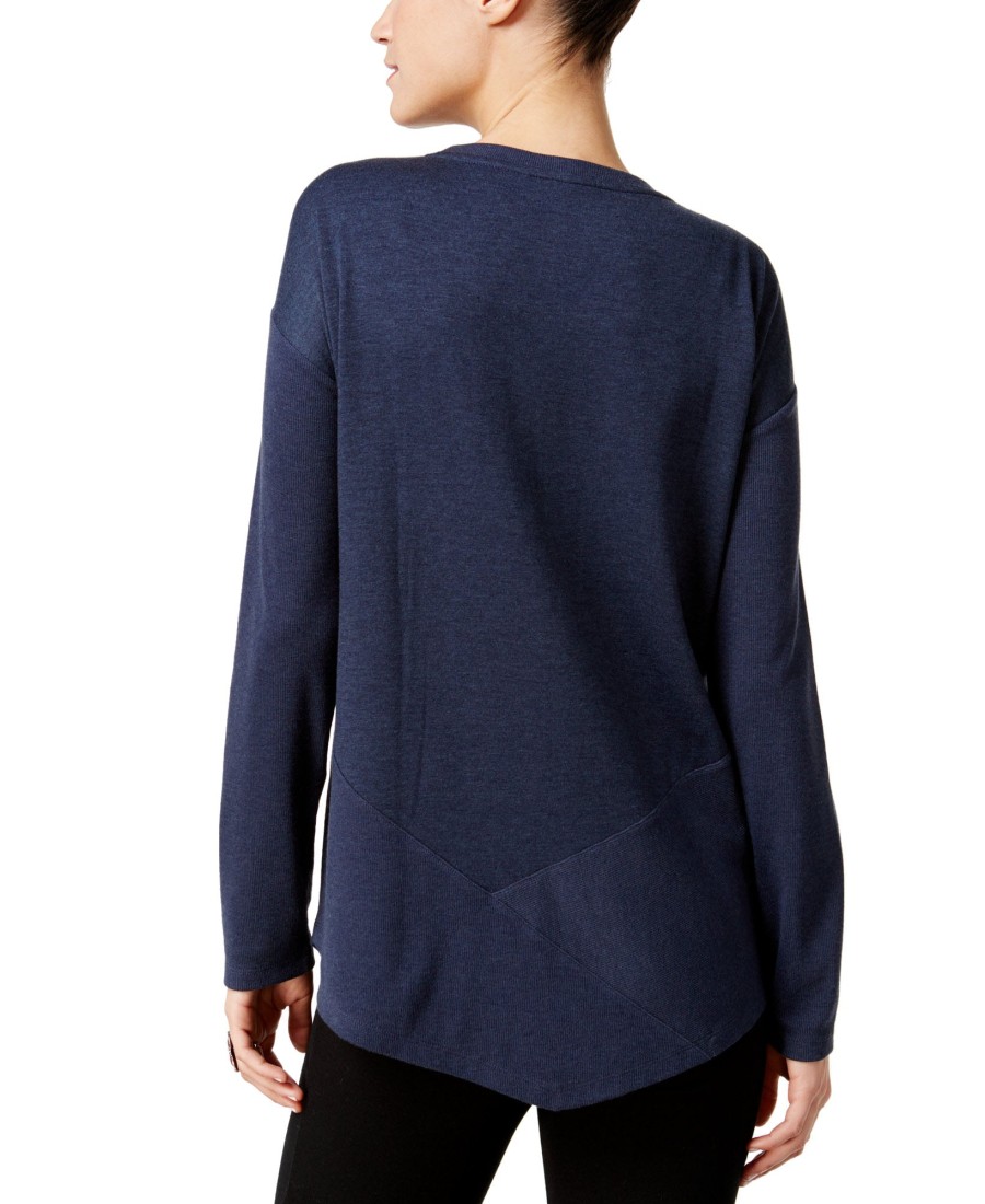 Women'S Style & Co | Ribbed Asymmetrical Top Industrial Blue