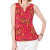 Women'S Charter Club | Printed Sleeveless Top Moroccan Pink Combo