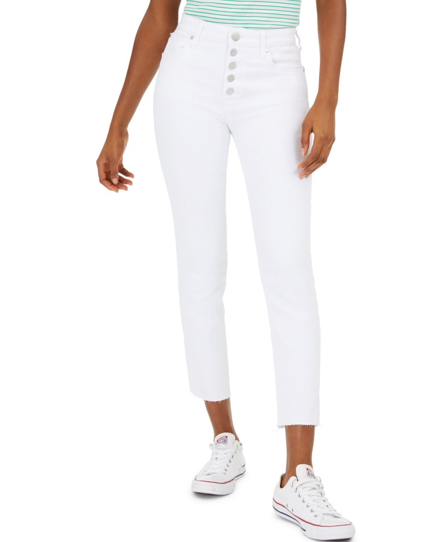 Women'S GREENE ST. DENIM | Button-Fly Straight-Leg Jeans Optic White