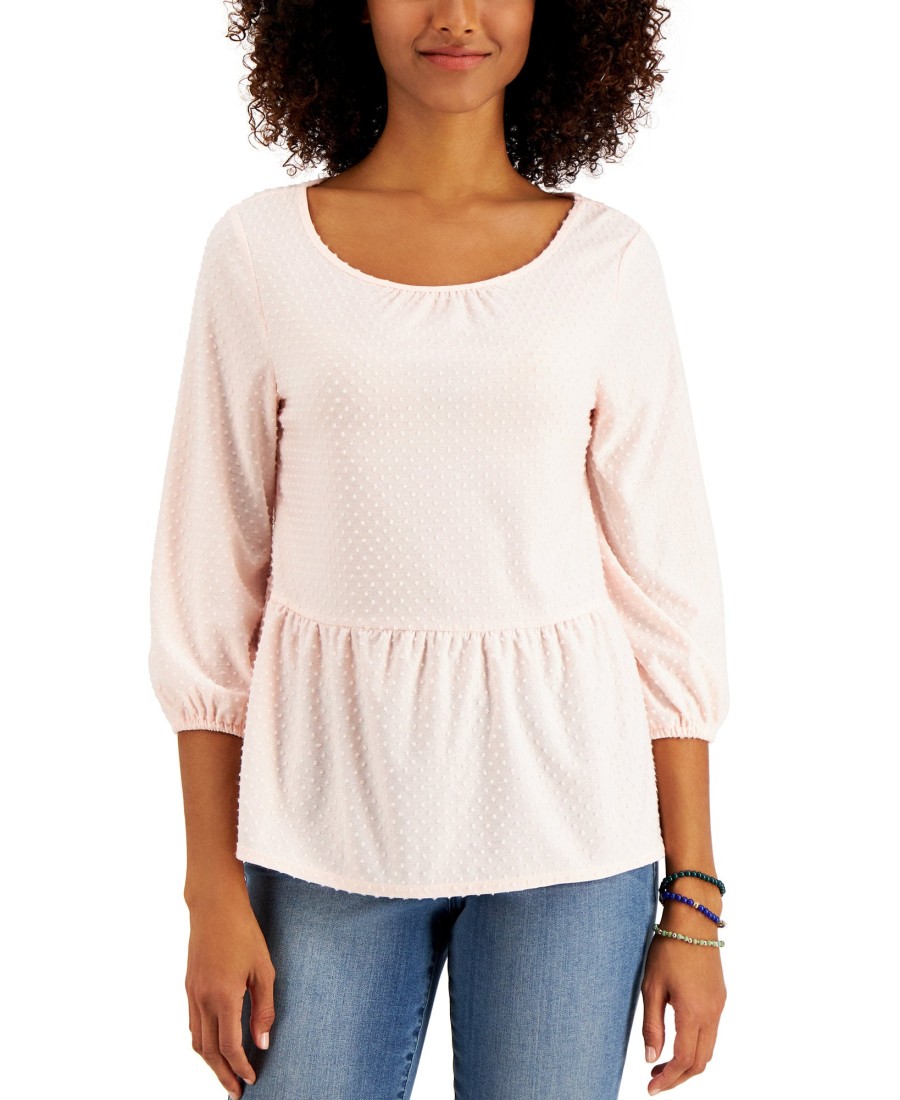 Women'S Style & Co | Clip Dot Top Beloved Pink