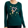 Women'S Karen Scott | Petite Cotton Holiday Top Spruce Night