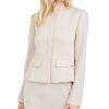 Women'S Calvin Klein | Peplum-Hem Back-Slit Blazer Khaki/White