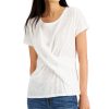 Women'S INC International Concepts | Twist-Front T-Shirt Bright White