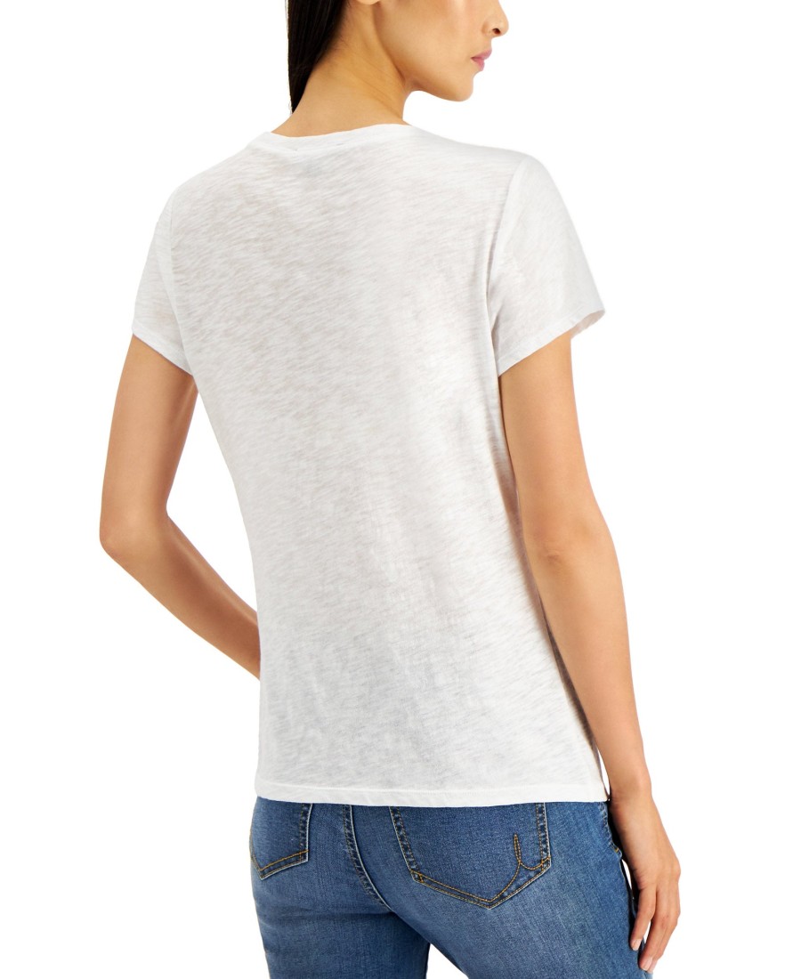 Women'S INC International Concepts | Twist-Front T-Shirt Bright White