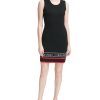 Women'S Calvin Klein | Varsity-Stripe Logo Sheath Dress Black