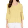 Women'S Style & Co | Petite Crochet-Trim Bell-Sleeve Top