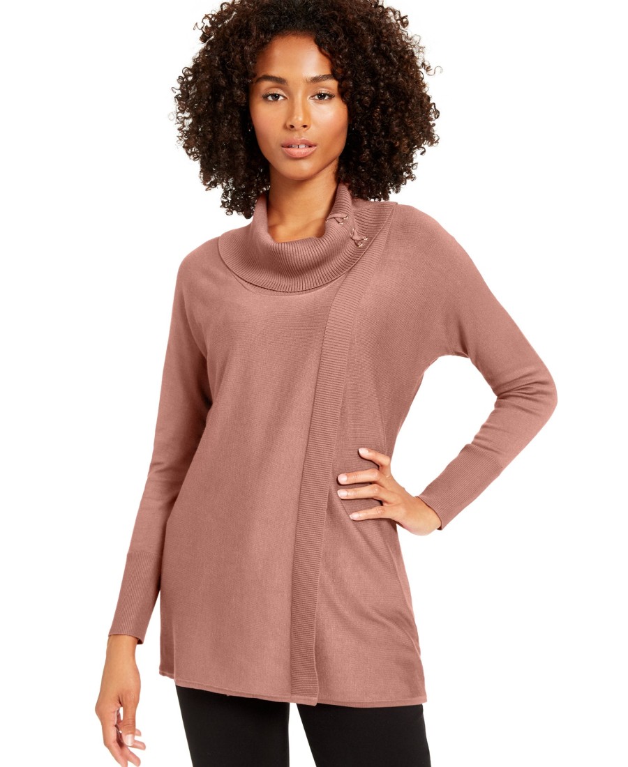 Women'S JM Collection | Faux-Wrap Cowl-Neck Sweater