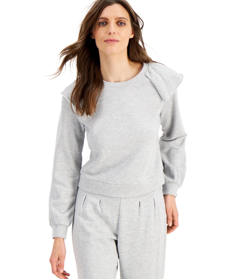 Women'S INC International Concepts | Ruffled Sweatshirt Heather Belle Grey