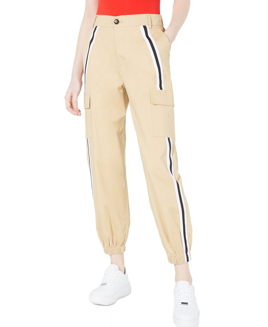 Women'S Waisted | Varsity Stripe Cargo Pants Khaki