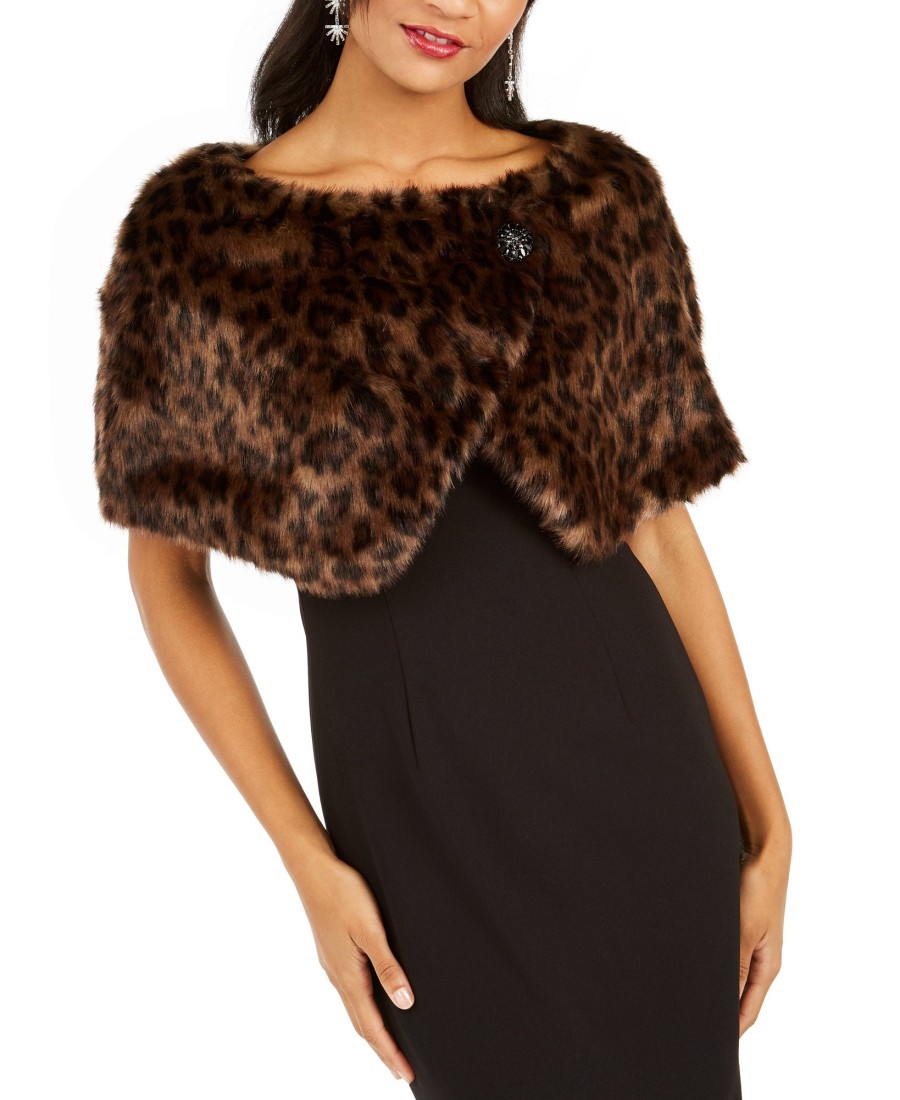 Women'S Tahari ASL | Leopard-Print Faux-Fur Shawl Dark Leopard