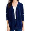 Women'S Karen Scott | Chenille Open-Front Cardigan Estate Blue