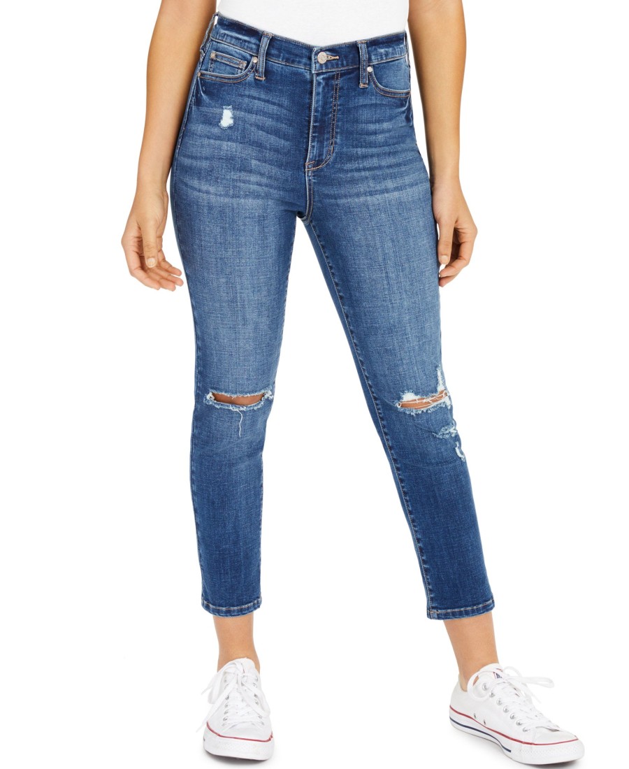 Juniors' Celebrity Pink | Juniors' Ripped Cropped Straight-Leg Jeans Mancos