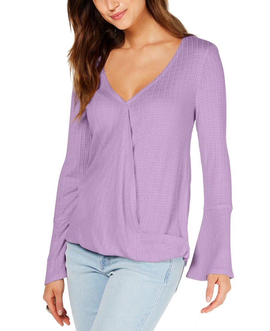 Women'S Style & Co | V-Neck Bell-Sleeve Top Lavender Sprig