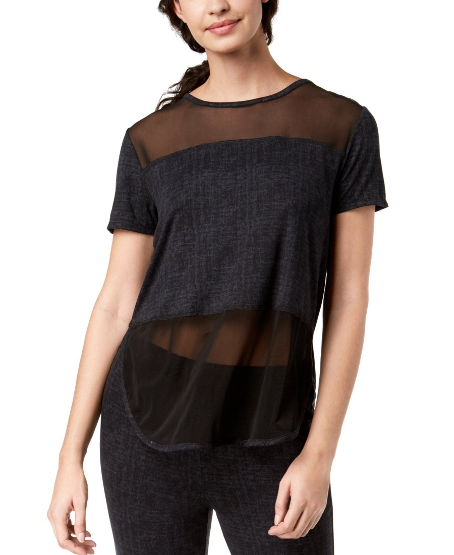 Women'S Ande | Lush Luxe Mesh-Panel Pajama Top Black