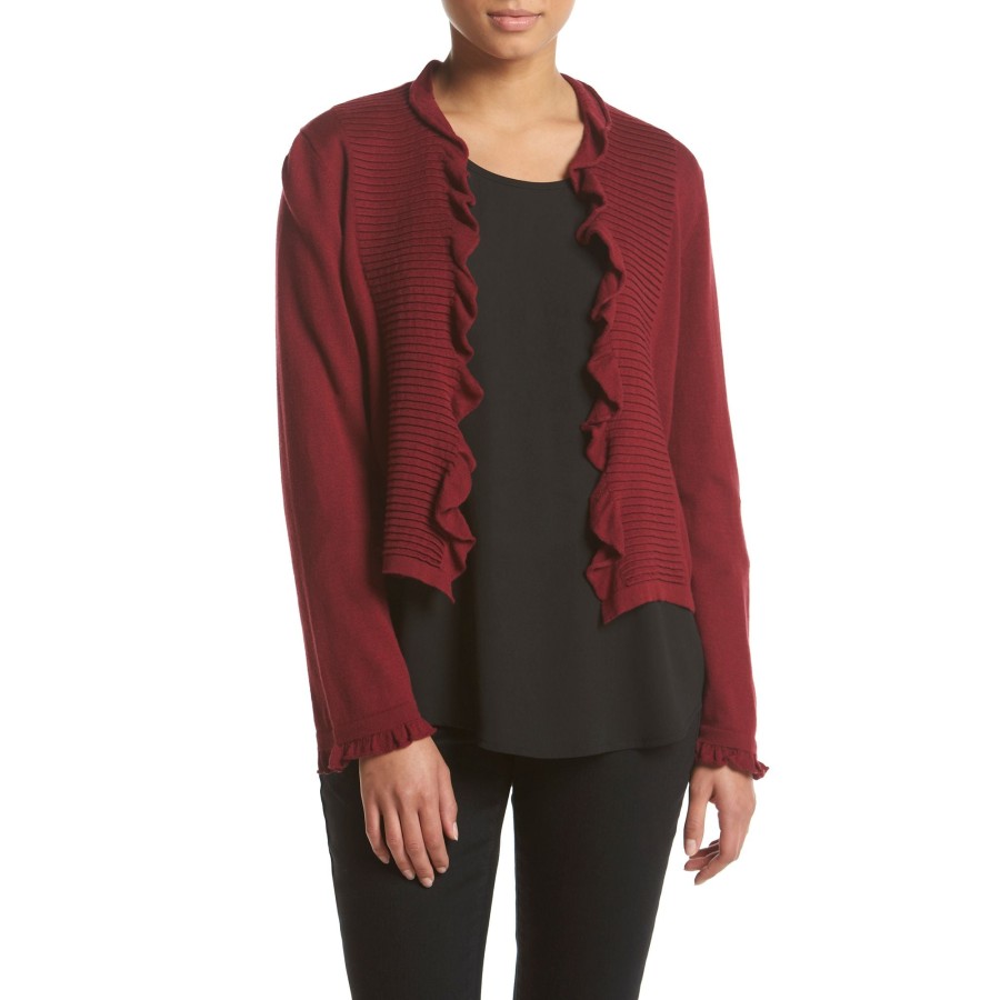 Women'S Nanette Nanette Lepore | Ruffle Cardigan Cranberry