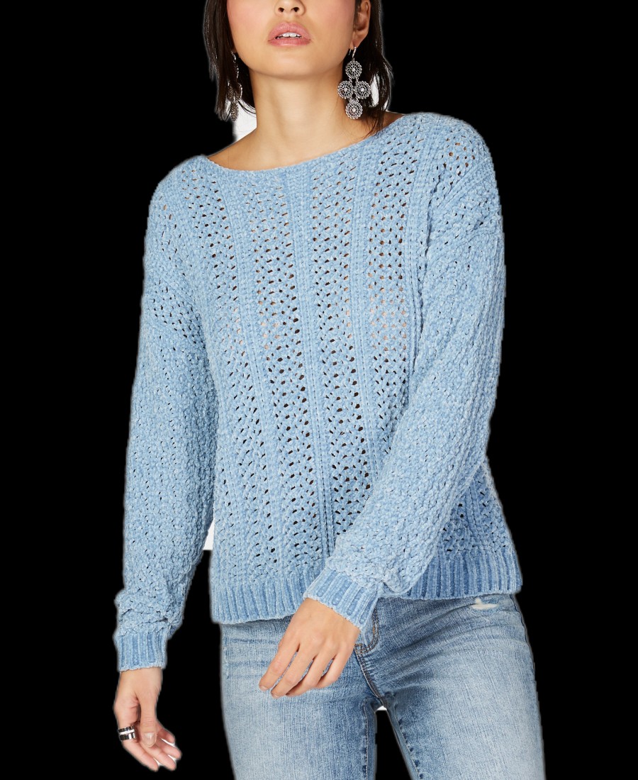 Women'S INC International Concepts | Cable-Knit Chenille Sweater Blue Seashell