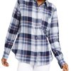 Juniors' Polly & Esther | Juniors' Plaid Utility Shirt Blue