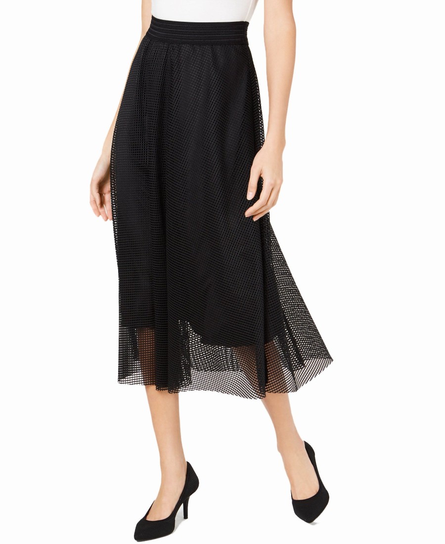 Juniors' Alfani | Mesh Midi Skirt Deep Black