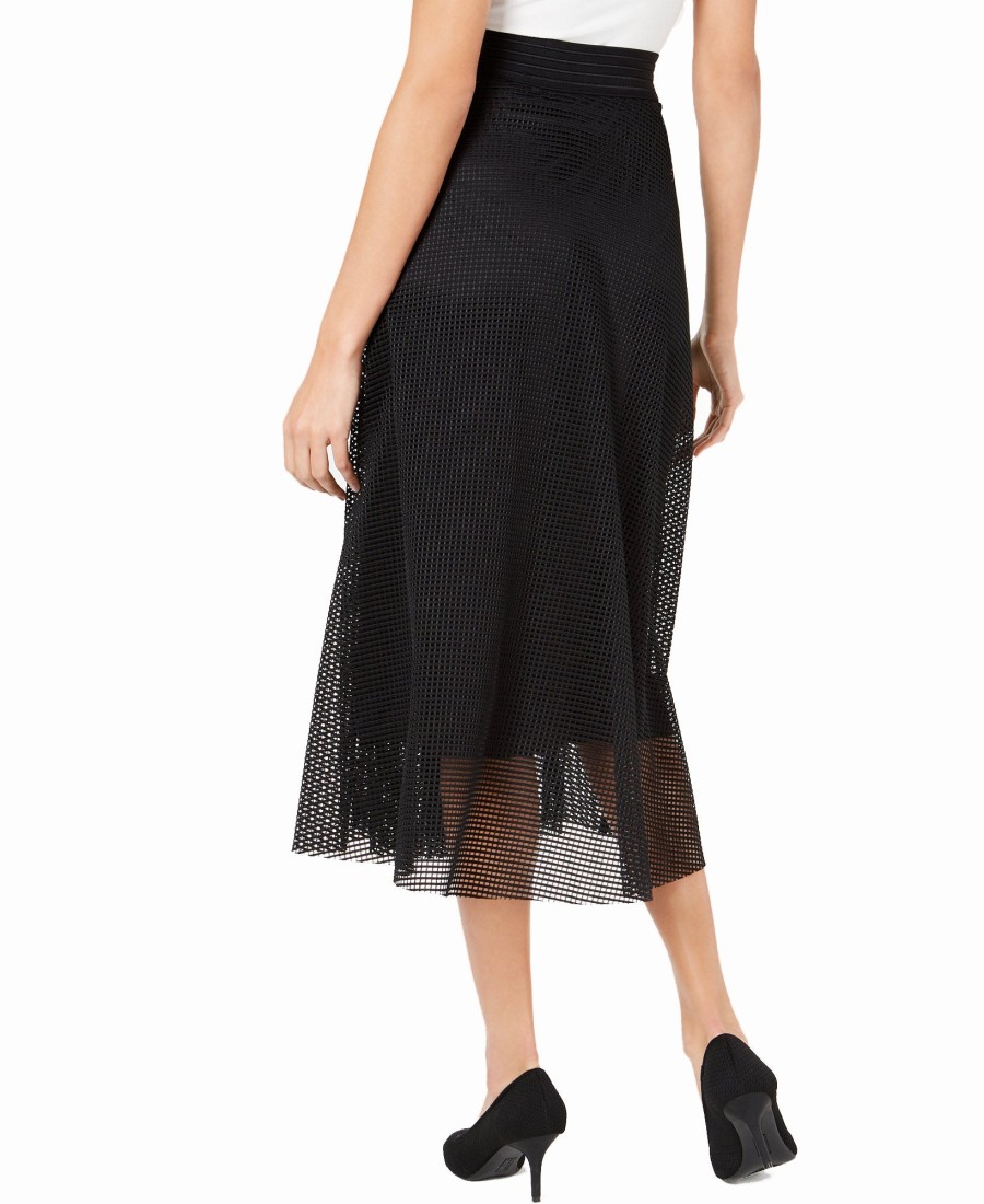 Juniors' Alfani | Mesh Midi Skirt Deep Black