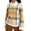 Women'S Charter Club | Plaid Cowlneck Sweater Natural Oat Heather Combo