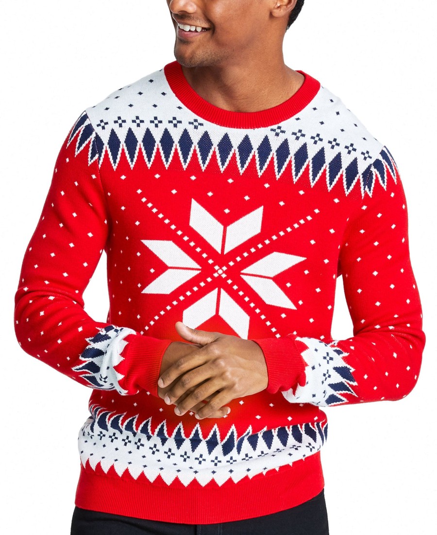 Men Charter Club | Snowflake Sweater Ravishing Red Combo