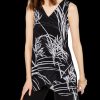 Juniors' Alfani | Printed Handkerchief-Hem Top Black Midnight Palm