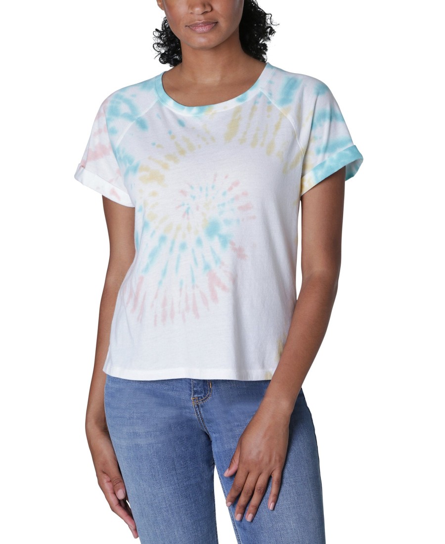 Juniors' Ultra Flirt | Juniors' Tie-Dye T-Shirt Teal/Yellow Swirl