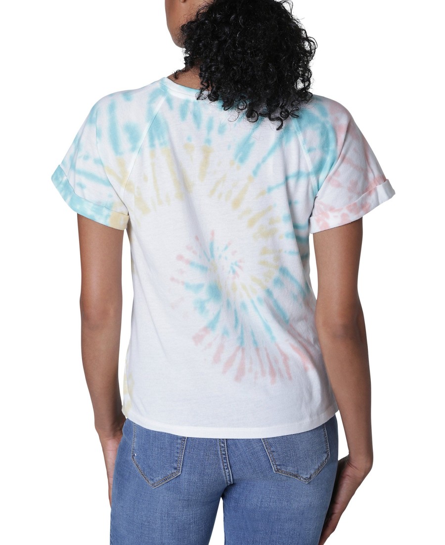 Juniors' Ultra Flirt | Juniors' Tie-Dye T-Shirt Teal/Yellow Swirl